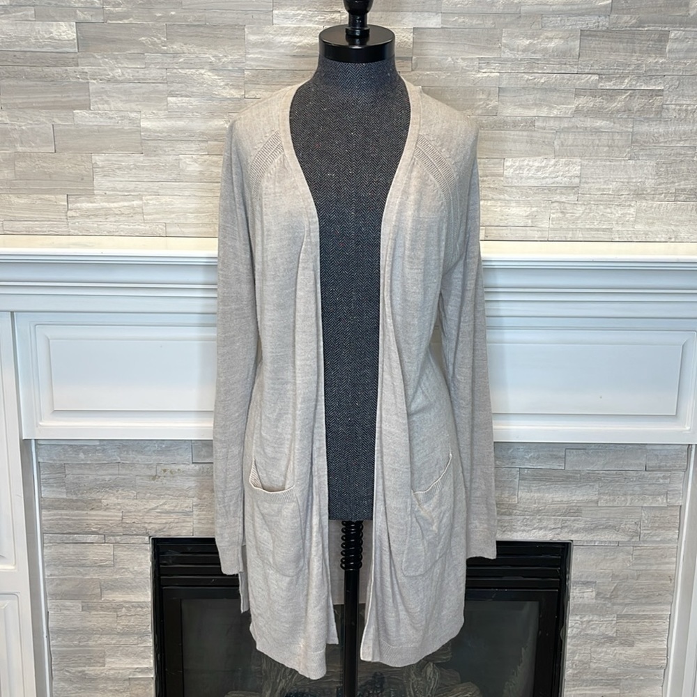 Napa Valley Gray Open Front Cardigan with Pockets Size Small